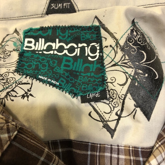 Billabong Mens Button down Plaid shirt Slim fit Large - Picture 6 of 9